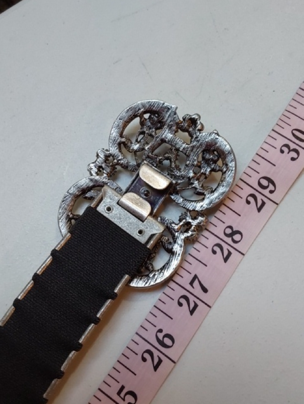 Vintage| Embellished Silver Floral Statement Belt Rhinestone Bling Buckle Gorg! - Picture 7 of 9